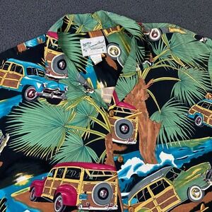 Vintage Diamond Head Sportswear Hawaiian Shirt Mens Large Old School Woody Car